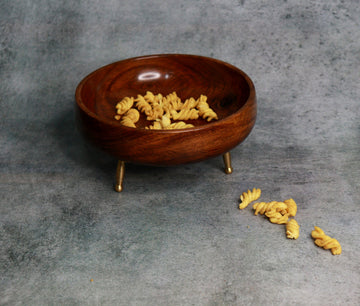 Wooden Bowl with Brass Legs.