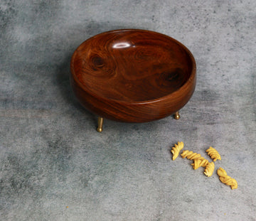 Wooden Bowl with Brass Legs.