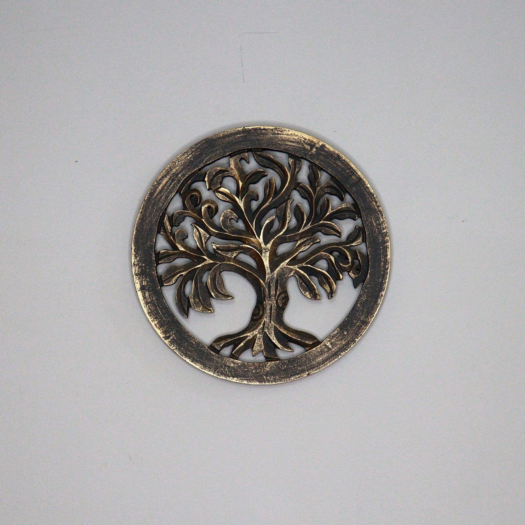 Round Wooden Tree Wall Art 10"