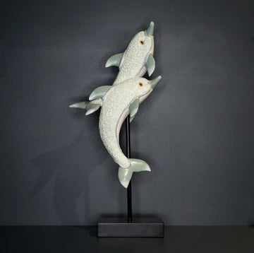 Polyresin Dolphins Table Decor