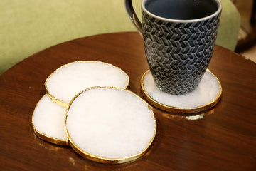 WHITE AGATE STONE COASTERS" (Set of 4)