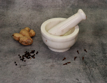 WHITE MARBLE MORTAR & PESTLE SET /KUTNI