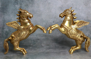 Brass Horse with Wings (Set of2)