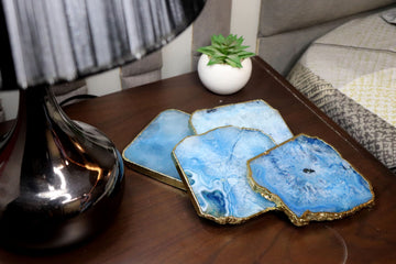 BLUE AGATE STONE COASTERS (set of4)