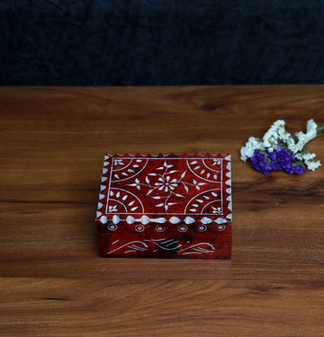 Soapstone Jewellery Box Paint work(3x4 Inches)