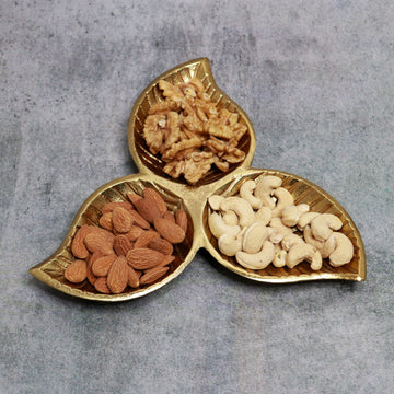 Pure Aluminium Three-Leaf Dry Fruit Platter Tray